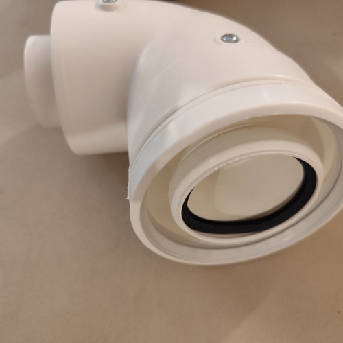 Concentric horizontal flue pipe for natural gas boiler, 800mm length, 60mm diameter with 90° elbow