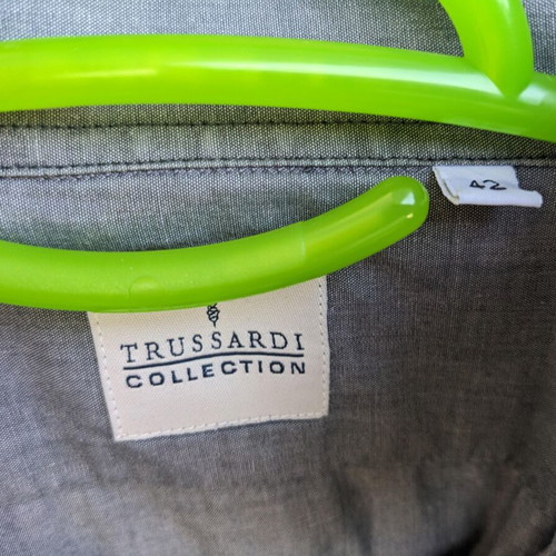 Trussardi men's shirt used, gray, size 42, 100% cotton