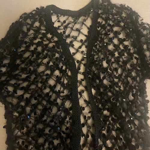 Mesh cardigan used with sequins black, size S