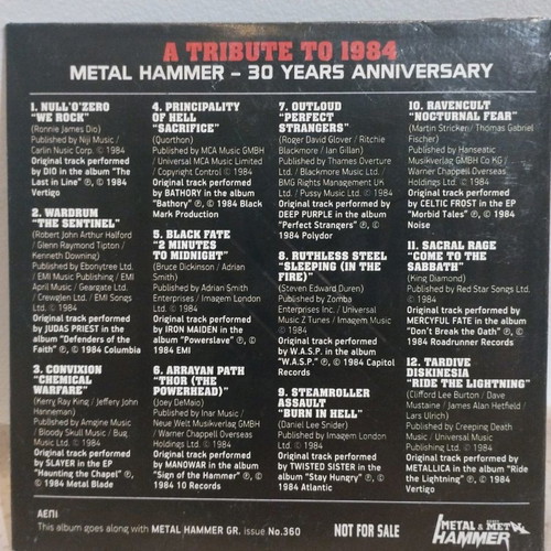 Metal Hammer A Tribute To 1984 30 Years Anniversary CD used