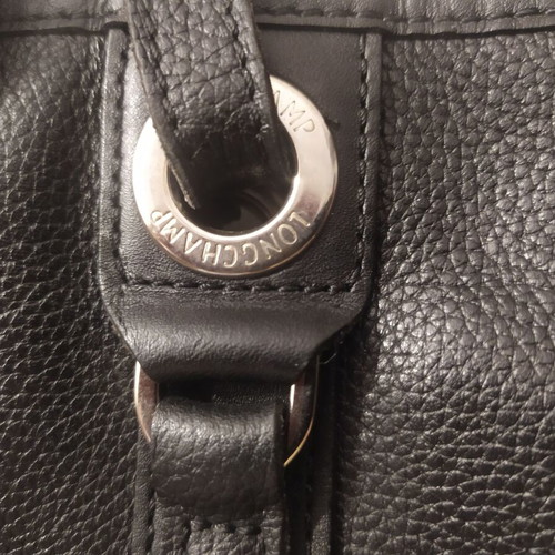 Longchamp shoulder bag like new, black leather, Paris 1948