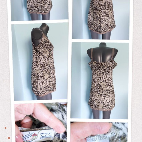 ZIZZI negligee nightdress used, elastic lace with leopard print