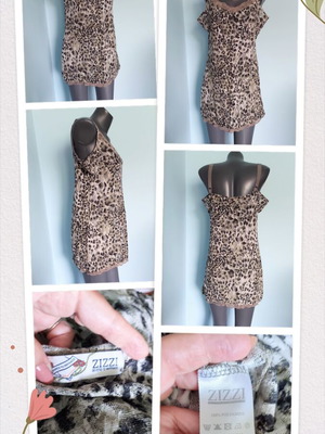 ZIZZI negligee nightdress used, elastic lace with leopard print