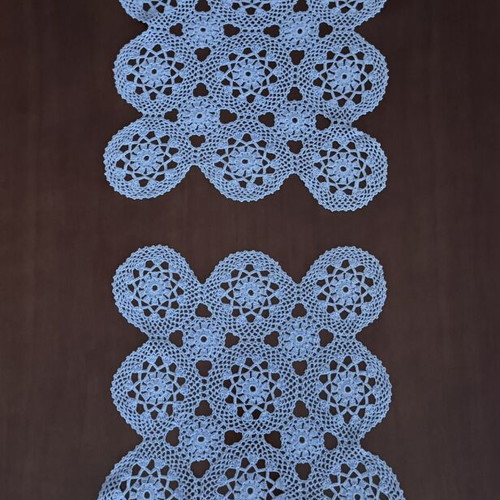 Set of 3 handmade light blue crochet doilies new