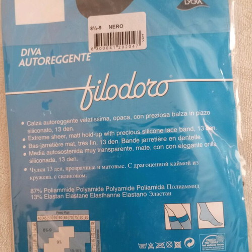 Filodoro Black Vintage 00's Sheer Hold-Up Tights Small New