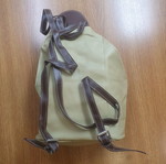 Handbag and backpack new, beige