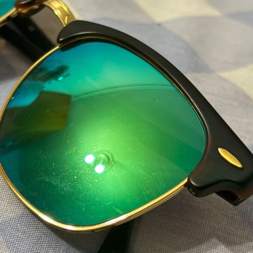 Ray-Ban Clubmaster RB3016 1145/19 51mm sunglasses used, tortoise green mirror