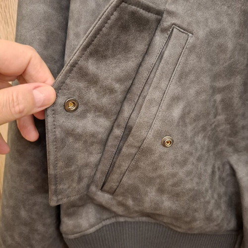 Zara double face jacket XL, synthetic leather and fur, grey