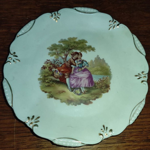 Fragonard Collectible Plates Set of 2, Keramikos Vintage Porcelain, Like New