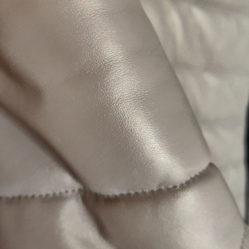 Winter leather jacket for women, gray pearl color, natural leather