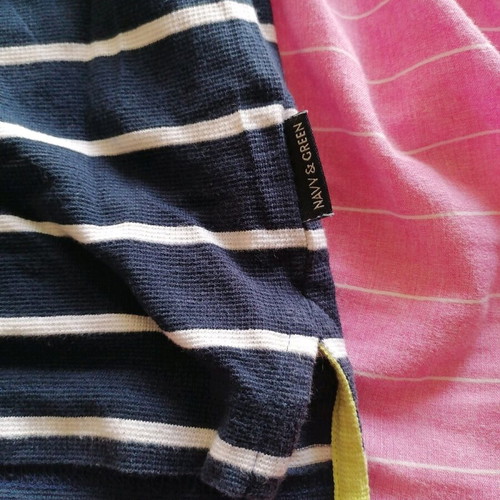 Navy & Green Men’s Short-Sleeve Striped T-Shirt Size M Like New