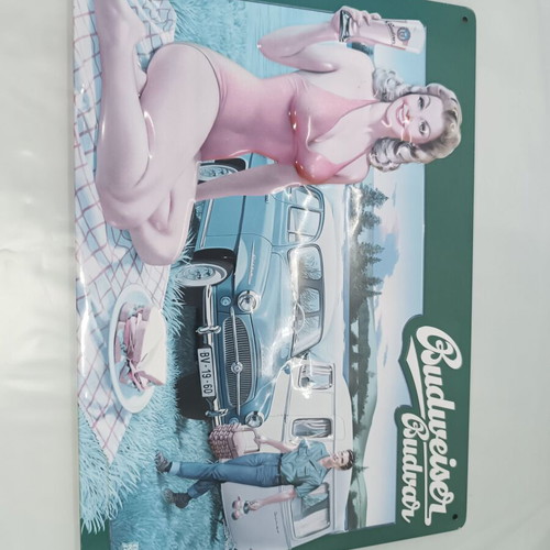 Budweiser Budwar beer advertising sign used, 30x21 cm