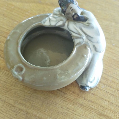 Asian traditional Shiwan Mudmen ceramic decoration, vintage 90s