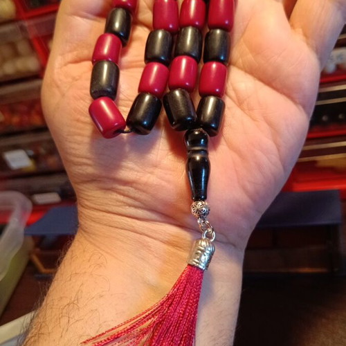 Komboloi handmade from vinyl with 12 beads, new