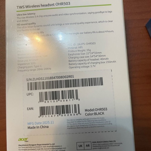 Acer ohr503 ασύρματα ακουστικά καινούργια