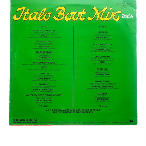 Italo Boot Mix Vol. 6 12" Vinyl LP, 1986, ZYX Records