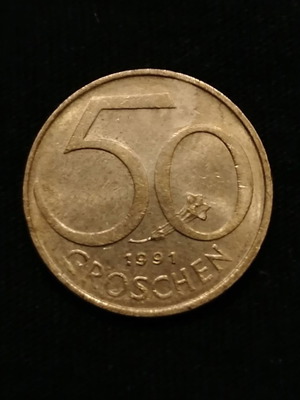 Αυστρία 50 Groschen 1991, 1995 μεταχειρισμένα, 2 νομίσματα