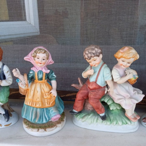 Bibelot used, set of 7 pieces from the 70s, 13-15 cm