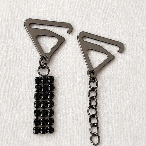 Decorative bra straps set with pearls and black rhinestones, new