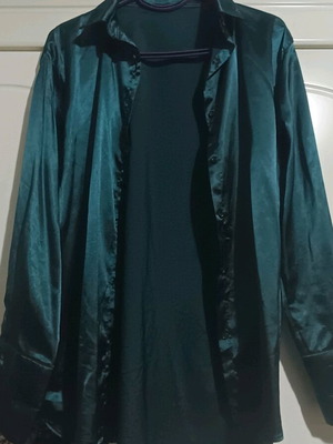 Satin shirt used, green, one size