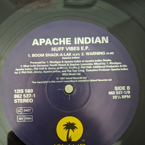 Apache Indian Nuff Vibes E.P. vinyl record used, hip-hop