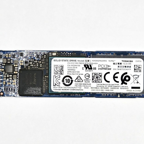 Toshiba NVMe 256GB M.2 SSD used, bundle of 4 with SMART warning