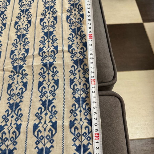 Handmade table runners with colorful and blue-white designs