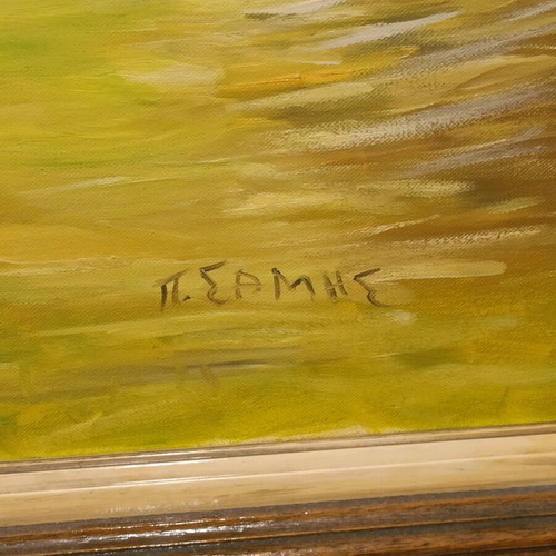Oil painting by Panos Samis used with wooden frame