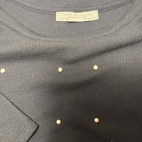 Zara blouse with pearls like new, size M, black