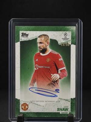 2020/21 Topps UEFA UCL Luke Shaw Man Utd Auto Numbered 53/99 Green