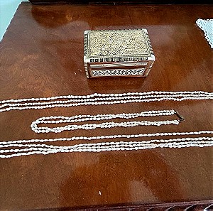 3 vintage κολιέ μαργαριταριών biwa με κουτί mother of pearls