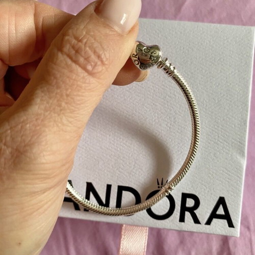 Pandora silver bracelet with heart clasp