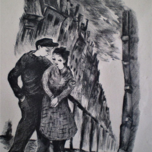 Chalcography used, romantic couple, Lela Paschali