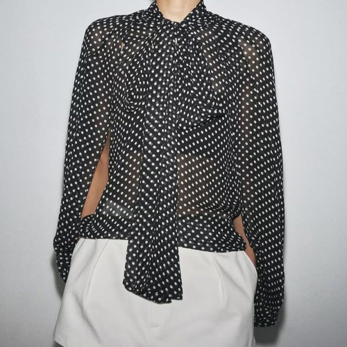 Zara blouse semi-transparent new, black, size S
