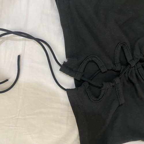 Shein Cut-Out Lace-Up Crop Top Like New, Black, XS