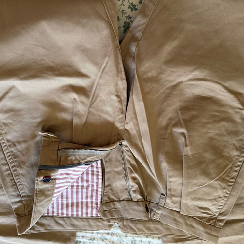 Tommy Hilfiger Pleated chino pants used, beige, slim fit, size 34x34