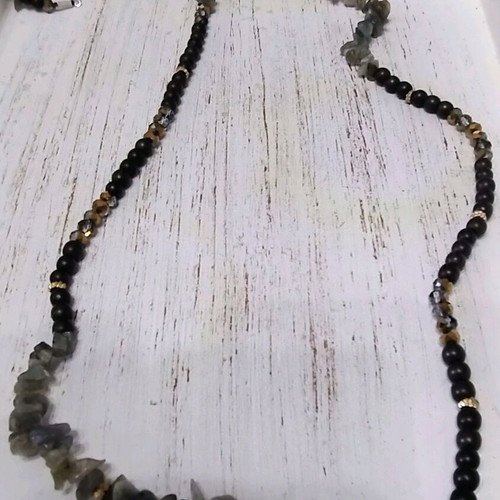 Long necklace set with stones and matching bracelet new