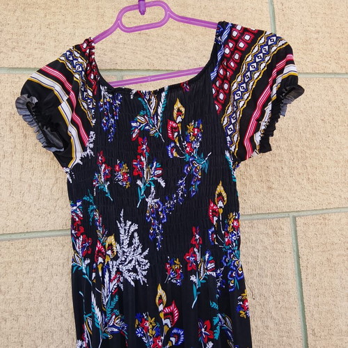 Floral maxi summer dress with smocking