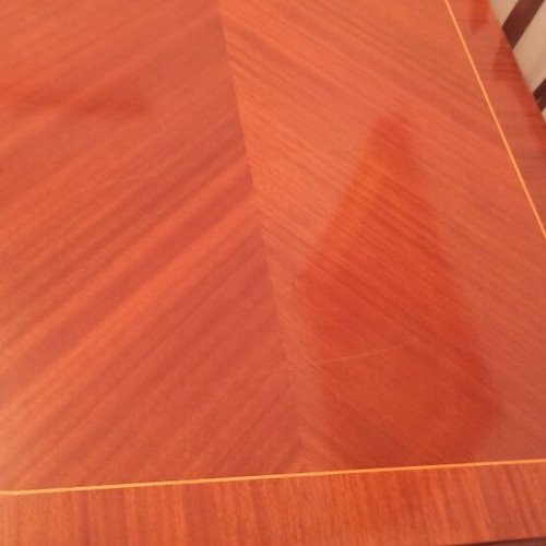 Wooden dining set with 6 chairs, marquetry design