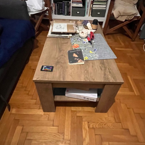 JUSK coffee table used, wood effect 1.10x0.60