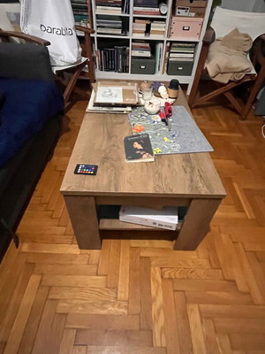 JUSK coffee table used, wood effect 1.10x0.60