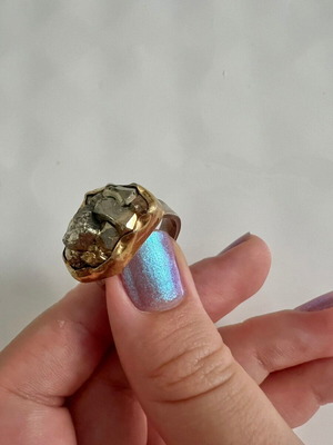Ring used with 24K gold, 975 silver and pyrite