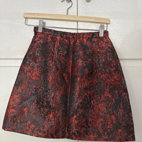 Skirt new, red and silver, A-line, size XS