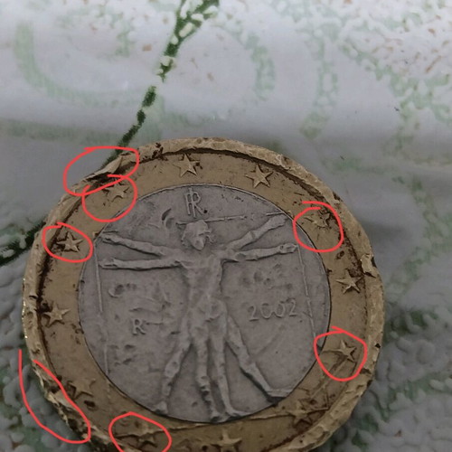 1 Euro Coin Italy 2002 used with minting error