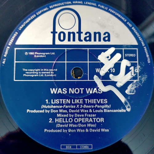 Was (Not Was) Listen Like Thieves 12'' Vinyl Single used, UK 1992
