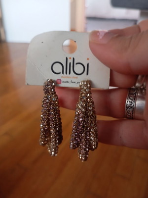Alibi stainless steel waterfall style drop earrings with crystals