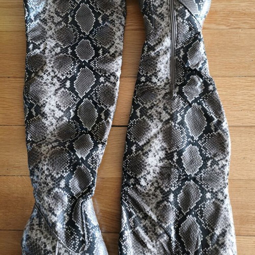 Μπότες over-the-knee καινούργιες με snake skin τύπωμα, νούμερο 41