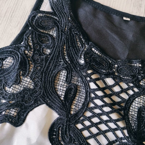 Summer women's tank top like new with embroidery, black and white, sizes M and L