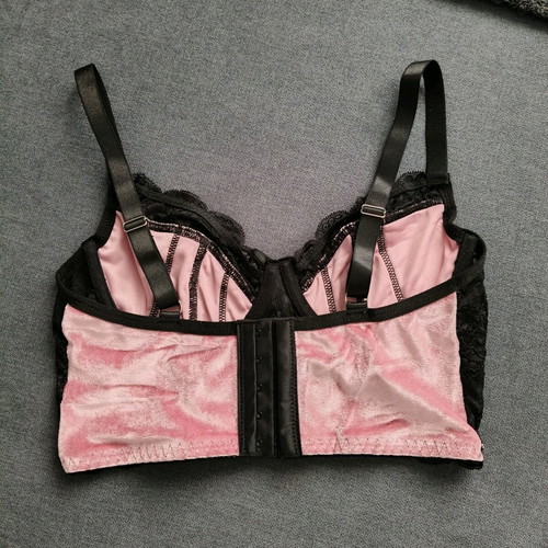 Bralette black pink velvet lace new size S 70-75-80 A-B