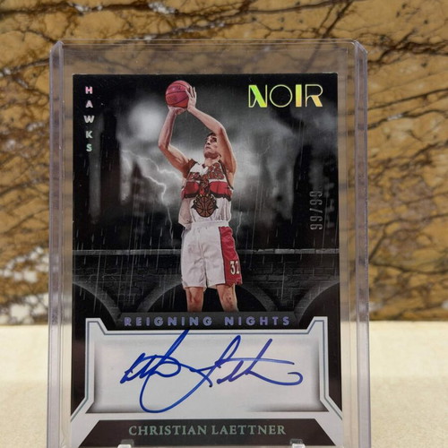 2022-23 Panini Noir NBA Basketball Reigning Nights Christian Laettner Silver Autograph